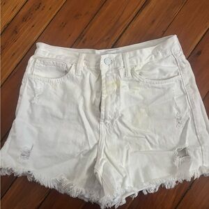 Just Black White Frayed Jean Shorts